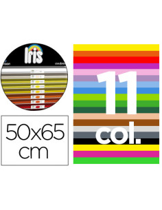 Cartulina guarro 50x65 contenido  "a " 50 hojas blancas+ 25 hojas x11 colores 185grs