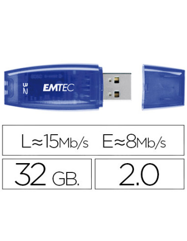 Memoria usb emtec flash c410 32 gb 2.0 azul
