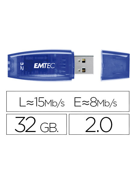 Memoria usb emtec flash c410 32 gb 2.0 azul