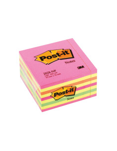 Bloc de notas adhesivas quita y pon post-it 76x76 mm cubo color rosa neon 450 hojas 2