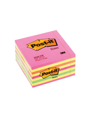 Bloc de notas adhesivas quita y pon post-it 76x76 mm cubo color rosa neon 450 hojas