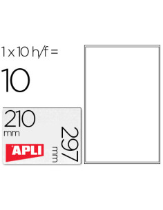 Etiquetas adhesivas apli transparentes poliester para impresora ink-jet 210x297 mm presentadas en carpetas de 10