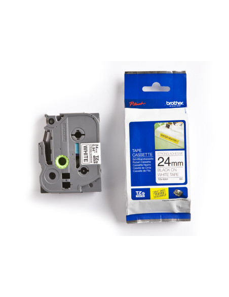 Cinta brother tzes251 blanco-negro 24mm longitud 8 mt superadhesiva