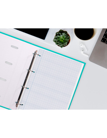Recambio liderpapel a4 100 hojas 100g/m2 cuadro 2mm con margen 4 taladros