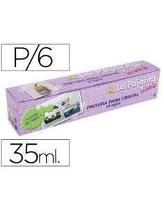 Pintura laca cristal la pajarita kids 35 ml caja de 6 unidades colores surtidos + pincel