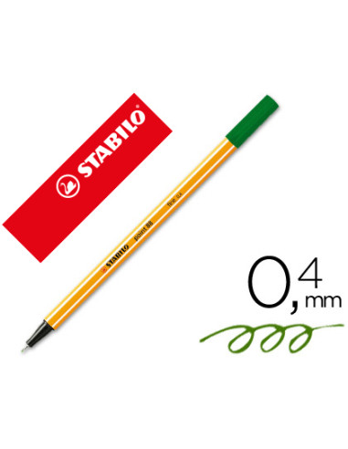 Rotulador stabilo punta de fib ra point 88 verde oliva punta fina 0,4mm