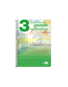 Cuaderno espiral liderpapel folio pautaguia tapa blanda 80h 75 gr cuadro pautado 3mm con margen colores surtidos 2