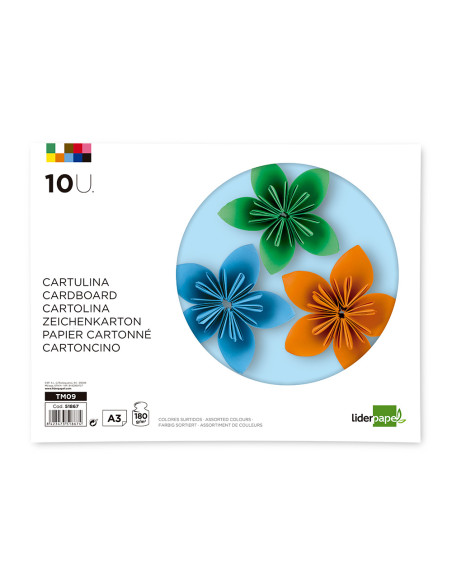 Bloc trabajos manuales liderpapel cartulina 297x420mm 10 hojas colores surtidos