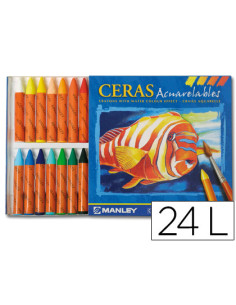 Lapices cera manley acuarelable caja de 24 unidades colores surtidos
