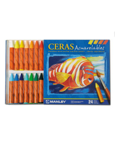 Lapices cera manley acuarelable caja de 24 unidades colores surtidos 2