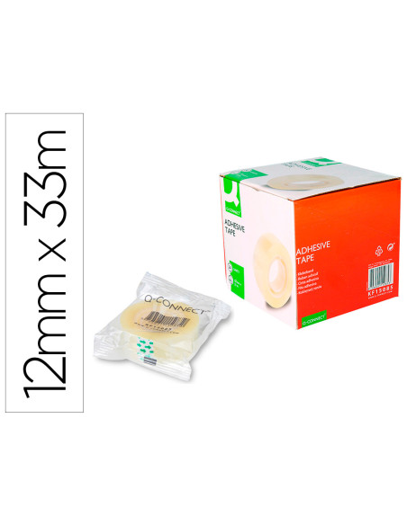 Cinta adhesiva q-connect transparente 33 mt x 12 mm encelofanada
