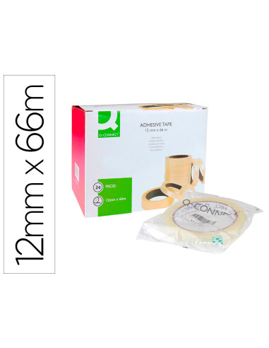 Cinta adhesiva q-connect transparente 66 mt x 12 mm encelofanada