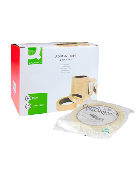 Cinta adhesiva q-connect transparente 66 mt x 12 mm encelofanada