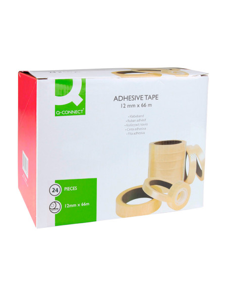 Cinta adhesiva q-connect transparente 66 mt x 12 mm encelofanada