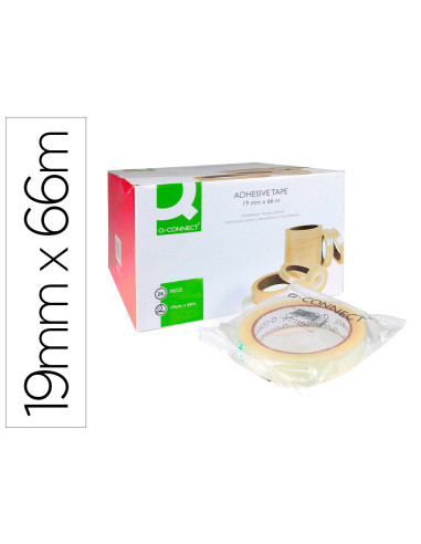 Cinta adhesiva q-connect transparente 66 mt x 19 mm encelofanada