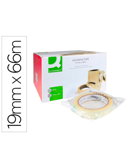 Cinta adhesiva q-connect transparente 66 mt x 19 mm encelofanada