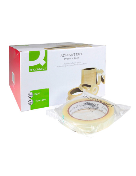 Cinta adhesiva q-connect transparente 66 mt x 19 mm encelofanada