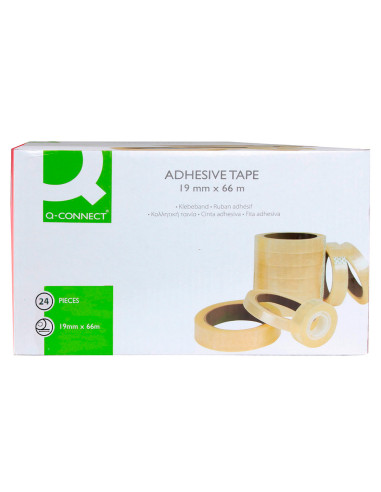 Cinta adhesiva q-connect transparente 66 mt x 19 mm encelofanada