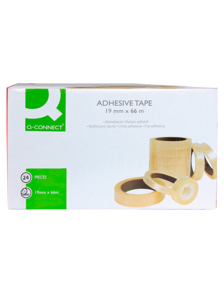 Cinta adhesiva q-connect transparente 66 mt x 19 mm encelofanada