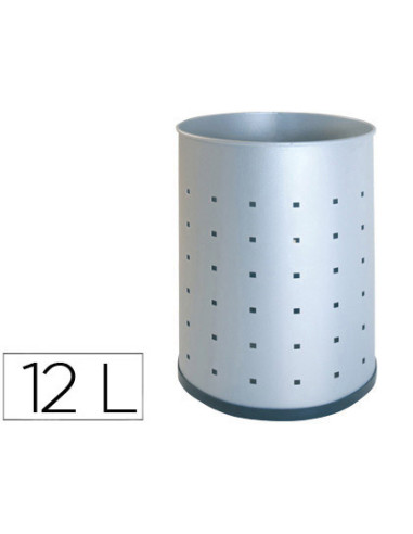 Papelera metalica 101-r plateada pintada perforada 315x215 mm