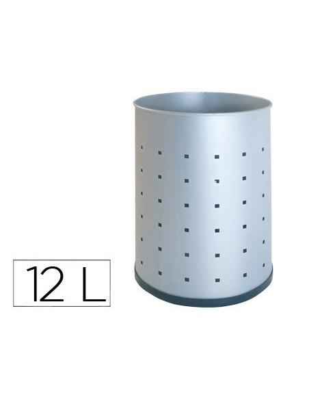 Papelera metalica 101-r plateada pintada perforada 315x215 mm