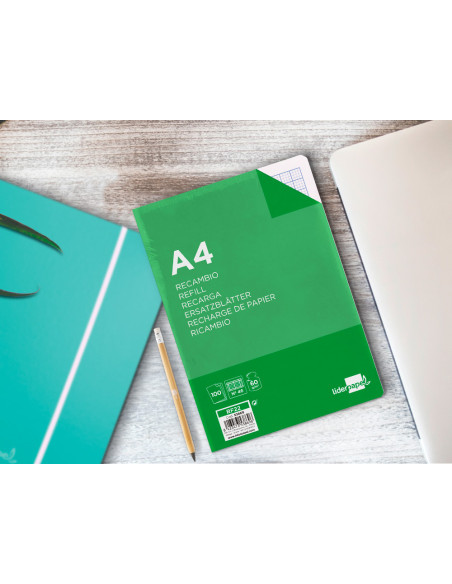 Recambio liderpapel a4 100 hojas 60g/m2 rayado nº 46 4 taladros