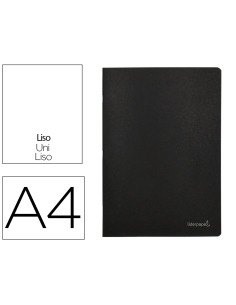 Libreta liderpapel tapa negra a4 80 hojas 60g/m2 liso con doble margen