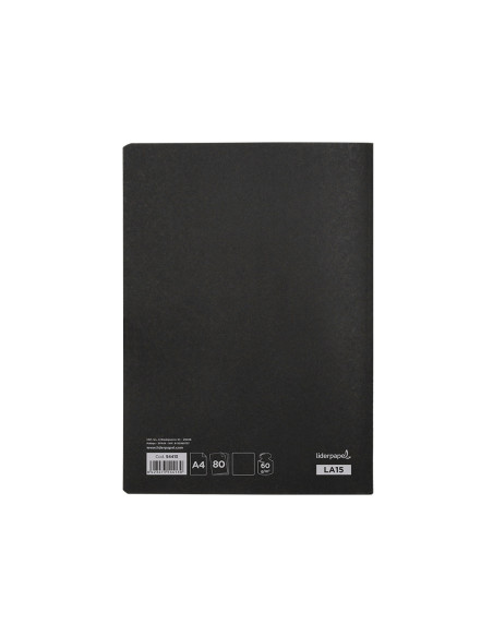 Libreta liderpapel tapa negra a4 80 hojas 60g/m2 liso con doble margen
