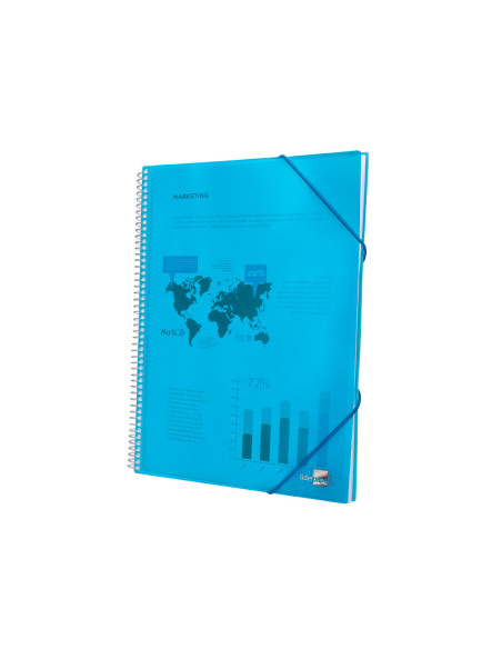 Carpeta liderpapel escaparate con espiral 80 fundas polipropileno din a4 azul