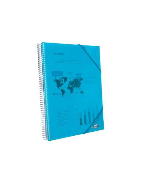 Carpeta liderpapel escaparate con espiral 80 fundas polipropileno din a4 azul