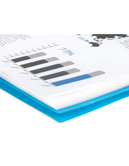 Carpeta liderpapel escaparate con espiral 80 fundas polipropileno din a4 azul