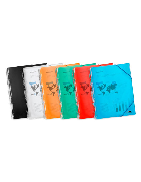 Carpeta liderpapel escaparate con espiral 80 fundas polipropileno din a4 azul