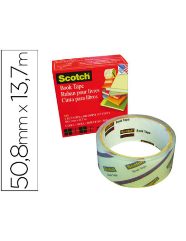 Cinta adhesiva scotch 845 book tape 13,7 mt x 50,8 mm