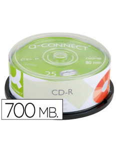 Cd-r q-connect capacidad 700mb duracion 80min velocidad 52x bote de 25 unidades