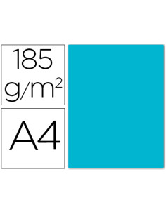 Cartulina guarro din a4 azul turquesa 185 gr paquete 50 hojas