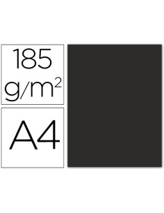 Cartulina guarro din a4 negro 185 gr paquete 50 hojas