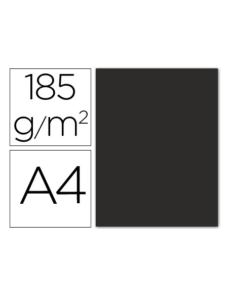 Cartulina guarro din a4 negro 185 gr paquete 50 hojas
