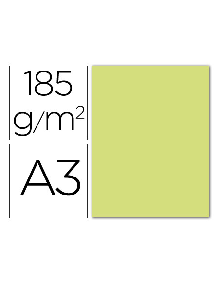 Cartulina guarro din a3 verde manzana 185 gr paquete 50 hojas