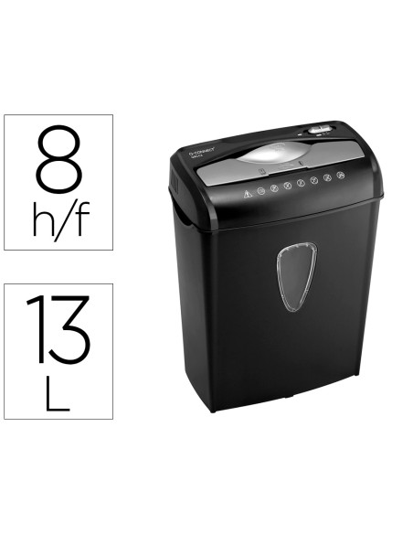 Destructora de documentos q-connect kf17972 capacidad de corte 8 h destruye grapas clips cd y tarjetas 13 litros