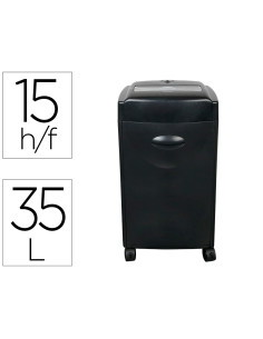 Destructora de documentos q-connect kf15553 capacidad de corte 15 h destruye grapas clips cd y tarjetas 35 litros