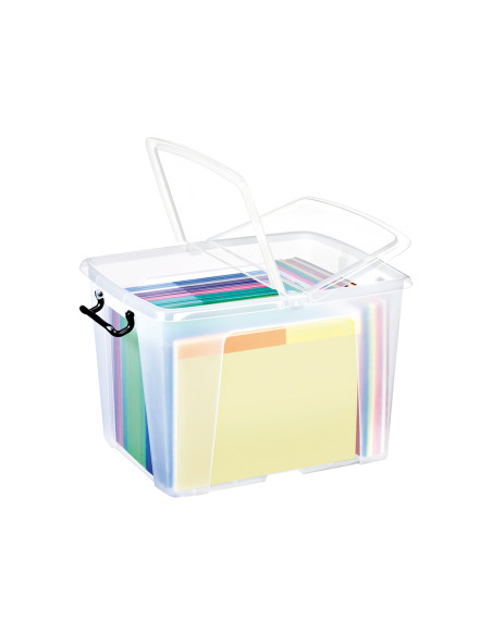 Contenedor plastico cep 40 litros 397x498x329 mm transparente con tapa y cierre hermetico