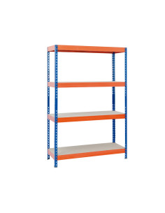 Estanteria metalica ar storage 200x100x60cm 4 estantes 430kg por estante bandejas de maderasin tornillos azul naranja 2