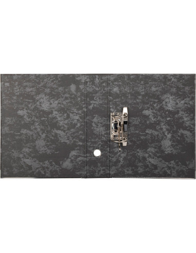 Archivador de palanca liderpapel carton forrado folio jaspeado negro con caja classic blue