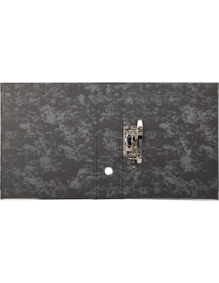 Archivador de palanca liderpapel carton forrado folio jaspeado negro con caja classic blue