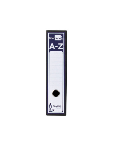 Archivador de palanca liderpapel carton forrado folio jaspeado negro con caja classic blue