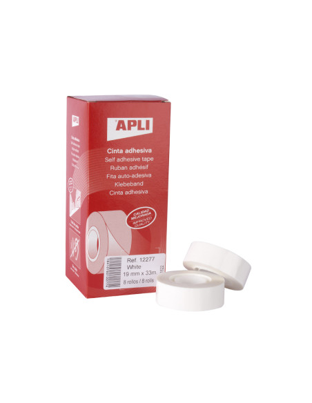 Cinta adhesiva apli 33 mt x 19 mm color blanco