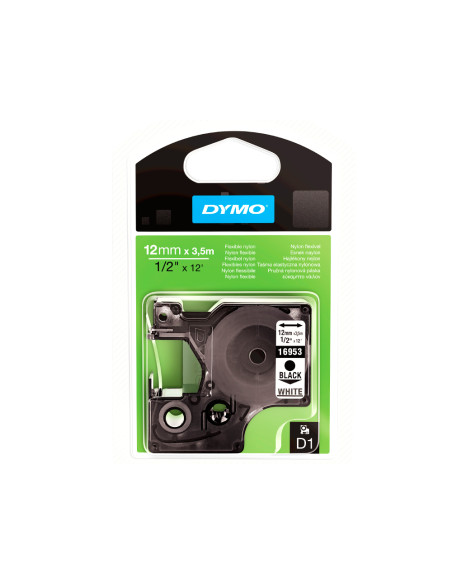 Cinta dymo negro blanco 12mm x3,5 mt d1 nylon
