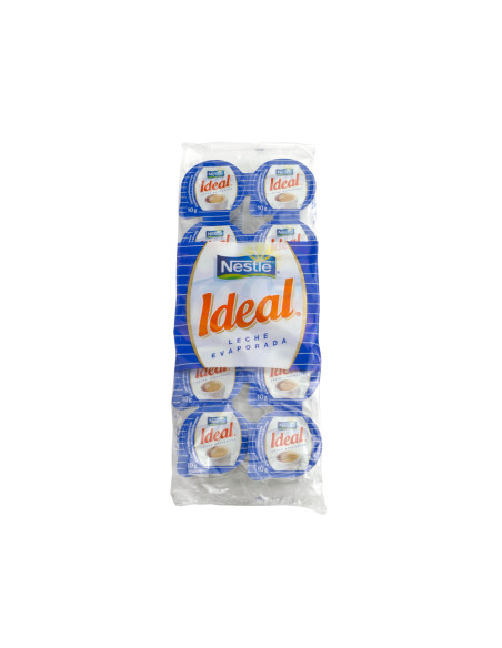 Leche evaporada ideal porciones de 7,5 gr envase de 10 unidades