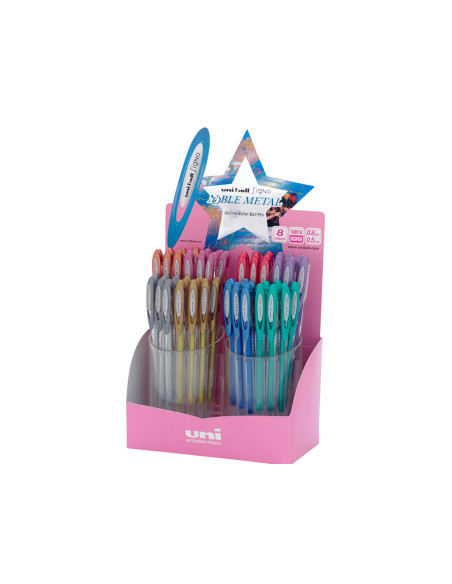 Boligrafo uni ball um-120 signo 0,7 mm tinta gel expositor de 48 colores metalizados