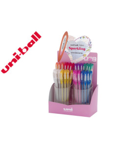 Boligrafo uni ball um-120 signo 0,7 mm tinta gel expositor de 48 colores con purpurina